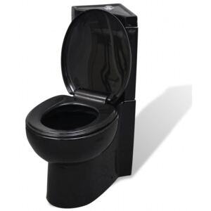 VidaXL WC Ceramic Toilet Bathroom Corner Toilet Black