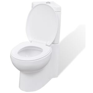 VidaXL WC Ceramic Toilet Bathroom Corner Toilet White