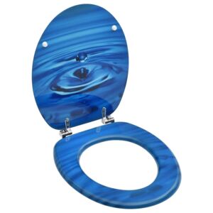 VidaXL WC Toilet Seat with Lid MDF Blue Water Drop Design