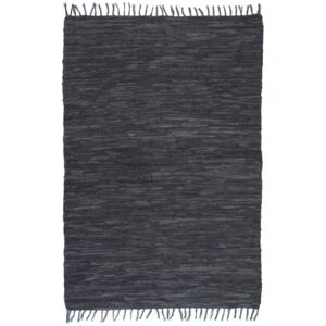 VidaXL Hand-woven Chindi Rug Leather 80x160 cm Grey