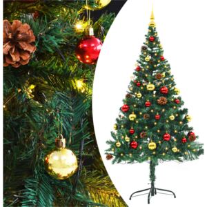 VidaXL Faux Christmas Tree Decorated with Baubles and LEDs 150cm Green