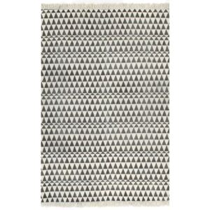 VidaXL Kilim Rug Cotton 120x180 cm with Pattern Black/White