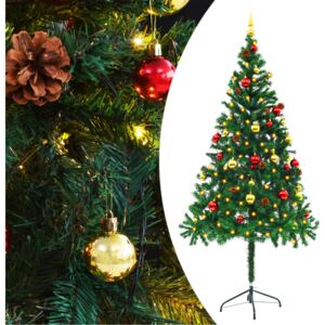 VidaXL Faux Christmas Tree Decorated with Baubles and LEDs 180cm Green
