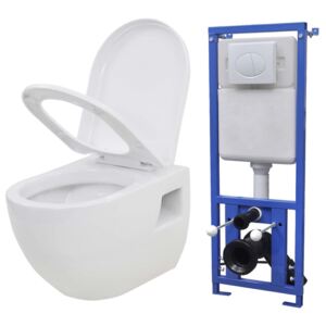 VidaXL Wall-Hung Toilet with Concealed Cistern Ceramic White