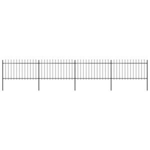 VidaXL Garden Fence with Spear Top Steel 6.8x1 m Black