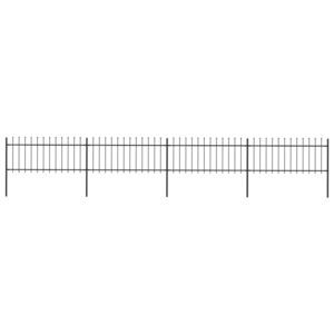 VidaXL Garden Fence with Spear Top Steel 6.8x0.8 m Black