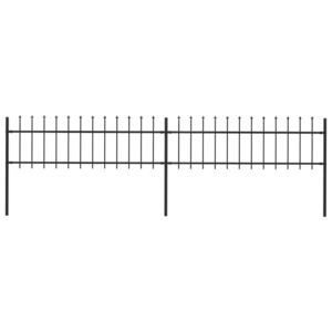 VidaXL Garden Fence with Spear Top Steel 3.4x0.6 m Black