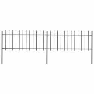VidaXL Garden Fence with Spear Top Steel 3.4x0.8 m Black