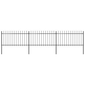VidaXL Garden Fence with Spear Top Steel 5.1x1 m Black