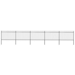 VidaXL Garden Fence with Spear Top Steel 8.5x1.2 m Black