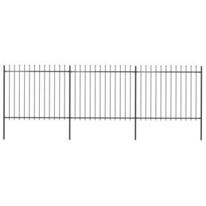 VidaXL Garden Fence with Spear Top Steel 5.1x1.5 m Black