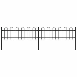 VidaXL Garden Fence with Hoop Top Steel 3.4x0.6 m Black
