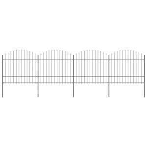 VidaXL Garden Fence with Spear Top Steel (1.5-1.75)x6.8 m Black