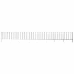 VidaXL Garden Fence with Spear Top Steel 13.6x1.5 m Black