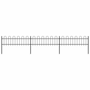 VidaXL Garden Fence with Hoop Top Steel 5.1x0.6 m Black