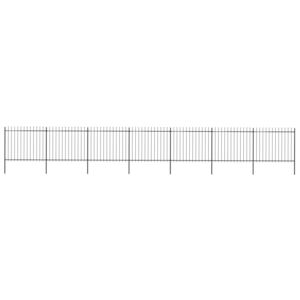 VidaXL Garden Fence with Spear Top Steel 11.9x1.5 m Black