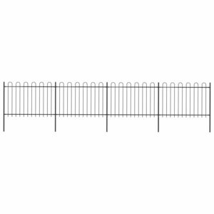 VidaXL Garden Fence with Hoop Top Steel 6.8x1.2 m Black