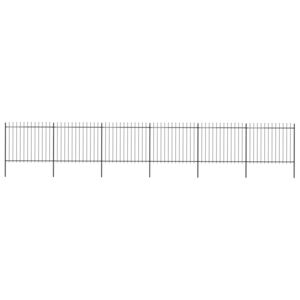VidaXL Garden Fence with Spear Top Steel 10.2x1.5 m Black