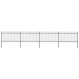 VidaXL Garden Fence with Hoop Top Steel 6.8x1 m Black