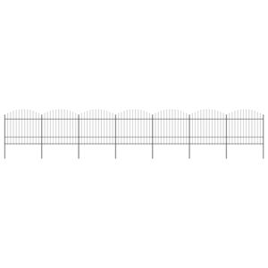 VidaXL Garden Fence with Spear Top Steel (1.5-1.75)x11.9 m Black
