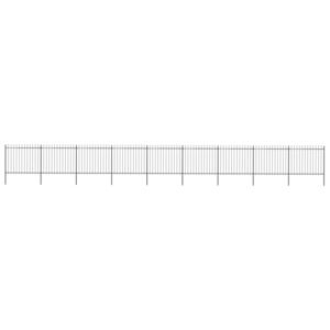 VidaXL Garden Fence with Spear Top Steel 15.3x1.5 m Black