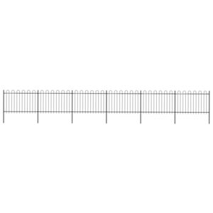 VidaXL Garden Fence with Hoop Top Steel 10.2x1.2 m Black