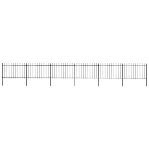 VidaXL Garden Fence with Spear Top Steel 10.2x1.2 m Black