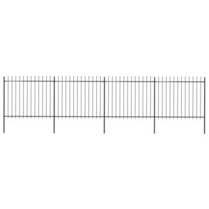 VidaXL Garden Fence with Spear Top Steel 6.8x1.5 m Black