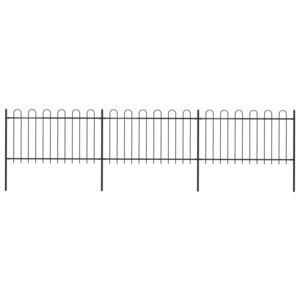 VidaXL Garden Fence with Hoop Top Steel 5.1x1 m Black