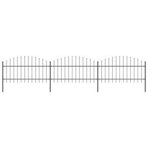 VidaXL Garden Fence with Spear Top Steel (1-1.25)x5.1 m Black