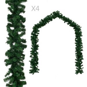 VidaXL Christmas Garlands 4 pcs Green 270 cm PVC