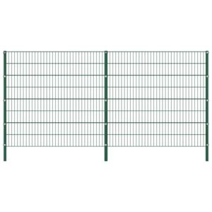 VidaXL Fence Panel with Posts Iron 3.4x1.6 m Green
