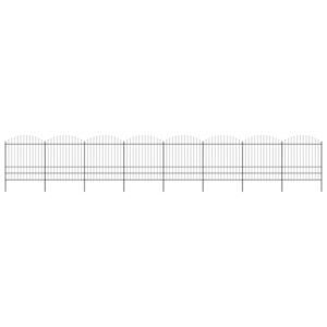 VidaXL Garden Fence with Spear Top Steel (1.75-2)x13.6 m Black