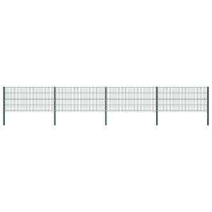 VidaXL Fence Panel with Posts Iron 6.8x0.8 m Green