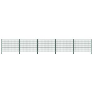VidaXL Fence Panel with Posts Iron 8.5x1.2 m Green
