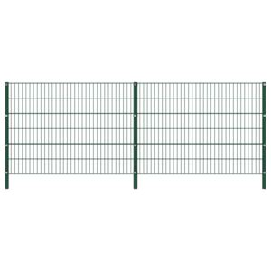 VidaXL Fence Panel with Posts Iron 3.4x1.2 m Green