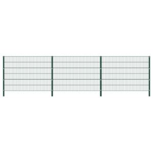 VidaXL Fence Panel with Posts Iron 5.1x1.2 m Green