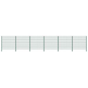 VidaXL Fence Panel with Posts Iron 10.2x1.6 m Green