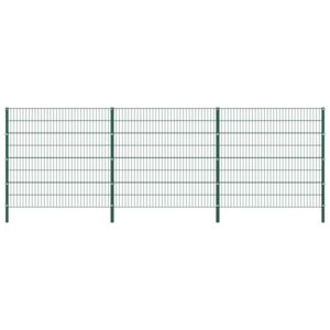 VidaXL Fence Panel with Posts Iron 5.1x1.6 m Green