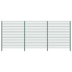 VidaXL Fence Panel with Posts Iron 5.1x2 m Green