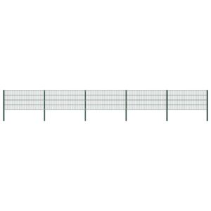 VidaXL Fence Panel with Posts Iron 8.5x0.8 m Green