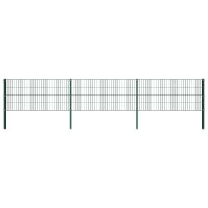 VidaXL Fence Panel with Posts Iron 5.1x0.8 m Green
