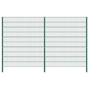 VidaXL Fence Panel with Posts Iron 3.4x2 m Green