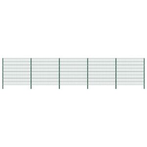 VidaXL Fence Panel with Posts Iron 8.5x1.6 m Green