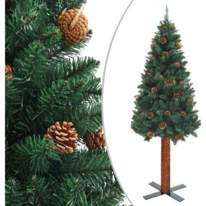 VidaXL Slim Christmas Tree with Real Wood and Cones Green 150 cm PVC
