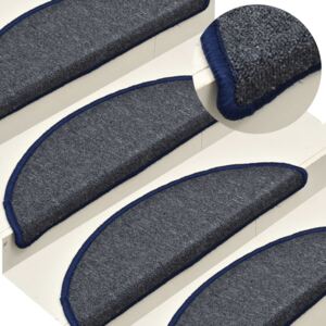 VidaXL Carpet Stair Treads 15 pcs Dark Grey and Blue 65x24x4 cm