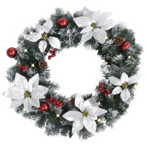 VidaXL Christmas Wreath with LED Lights Green 60 cm PVC