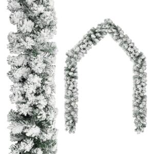 VidaXL Christmas Garland with Flocked Snow Green 20 m PVC