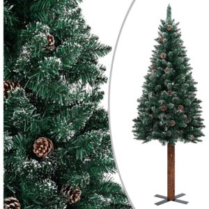 VidaXL Slim Christmas Tree with Real Wood and White Snow Green 150 cm