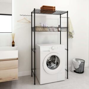 VidaXL 2-Tier Storage Rack over Laundry Machine Silver 75x35x150 cm